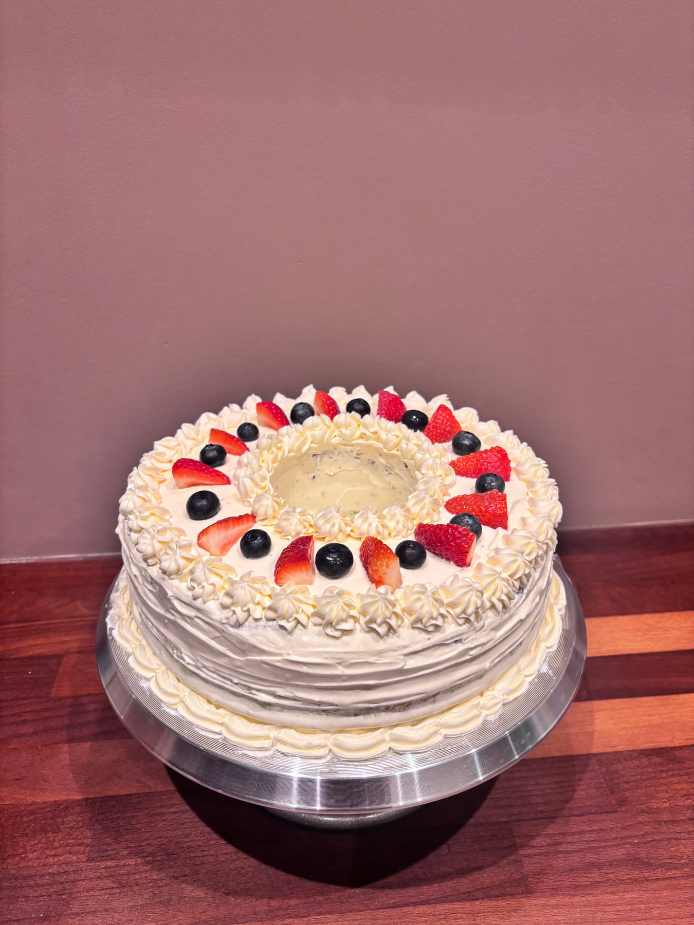 Featured Cake — Ube & Pandan Chiffon — The whole cake — swipe to see inside →